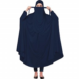Free size jilbab with nose piece- Navy Blue